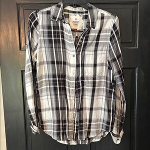 SO Black and White Plaid Button-Down Shirt